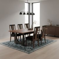 Modern Rustic Dining Table: Some lifestyle images are created with AI for visualization purposes. Crafted from natural solid wood, each piece is unique and will vary.