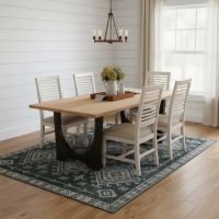 Natural Wood Dining Table: Some lifestyle images are created with AI for visualization purposes. Crafted from natural solid wood, each piece is unique and will vary.