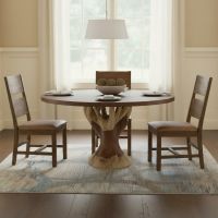 Dining Table: Some lifestyle images are created with AI for visualization purposes. Crafted from natural solid wood, each piece is unique and will vary.