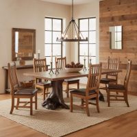Rustic Dining Table: Some lifestyle images are created with AI for visualization purposes. Crafted from natural solid wood, each piece is unique and will vary.