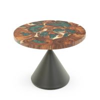 Rustic Epoxy Round Dining Table, Shown with Green Epoxy