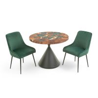Rustic Epoxy Round Dining Table, Shown with Green Epoxy