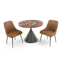 Rustic Epoxy Round Dining Table, Shown with Green Epoxy