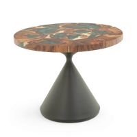 Rustic Epoxy Round Dining Table, Shown with Green Epoxy