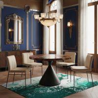 Round Epoxy Dining Table: Some lifestyle images are created with AI for visualization purposes. Crafted from natural solid wood, each piece is unique and will vary.