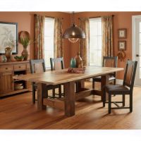 Rustic Dining Table: Some lifestyle images are created with AI for visualization purposes. Crafted from natural solid wood, each piece is unique and will vary.
