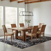 Rough Sawn Dining Table: Some lifestyle images are created with AI for visualization purposes. Crafted from natural solid wood, each piece is unique and will vary.