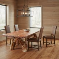 Rustic Dining Table: Some lifestyle images are created with AI for visualization purposes. Crafted from natural solid wood, each piece is unique and will vary.