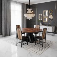 Round Dining Table: Some lifestyle images are created with AI for visualization purposes. Crafted from natural solid wood, each piece is unique and will vary.