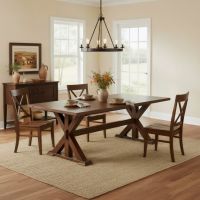 Solid Wood Dining Table: Some lifestyle images are created with AI for visualization purposes. Crafted from natural solid wood, each piece is unique and will vary.