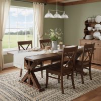 Real Wood Dining Table: Some lifestyle images are created with AI for visualization purposes. Crafted from natural solid wood, each piece is unique and will vary.