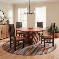 Copper Dining Table: Some lifestyle images are created with AI for visualization purposes. Crafted from natural solid wood, each piece is unique and will vary.