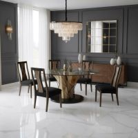 Contemporary Dining Table: Some lifestyle images are created with AI for visualization purposes. Crafted from natural solid wood, each piece is unique and will vary.