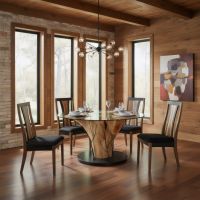Modern Dining Table: Some lifestyle images are created with AI for visualization purposes. Crafted from natural solid wood, each piece is unique and will vary.