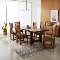 Contemporary Dining Table: Some lifestyle images are created with AI for visualization purposes. Crafted from natural solid wood, each piece is unique and will vary.
