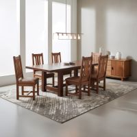 Modern Wood Dining Table: Some lifestyle images are created with AI for visualization purposes. Crafted from natural solid wood, each piece is unique and will vary.