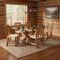 Rustic Dining Table: Some lifestyle images are created with AI for visualization purposes. Crafted from natural solid wood, each piece is unique and will vary.