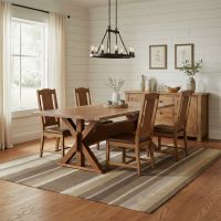 Organic Farmhouse Dining Table: Some lifestyle images are created with AI for visualization purposes. Crafted from natural solid wood, each piece is unique and will vary.