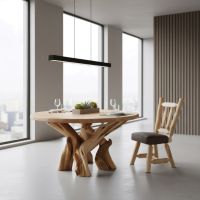 Natural Wood Table: Some lifestyle images are created with AI for visualization purposes. Crafted from natural solid wood, each piece is unique and will vary.