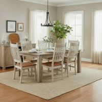 Modern Dining Table: Some lifestyle images are created with AI for visualization purposes. Crafted from natural solid wood, each piece is unique and will vary.