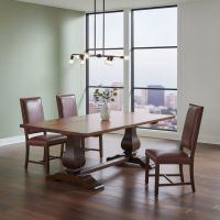 Tuscan Dining Table: Some lifestyle images are created with AI for visualization purposes. Crafted from natural solid wood, each piece is unique and will vary.
