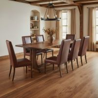 Organic Live Edge Dining Table: Some lifestyle images are created with AI for visualization purposes. Crafted from natural solid wood, each piece is unique and will vary.