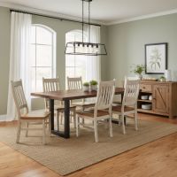Modern Rustic Dining Table: Some lifestyle images are created with AI for visualization purposes. Crafted from natural solid wood, each piece is unique and will vary.