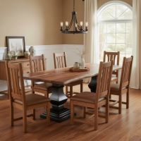 Dining Table: Some lifestyle images are created with AI for visualization purposes. Crafted from natural solid wood, each piece is unique and will vary.