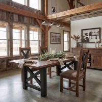 Rustic Wood Dining Table: Some lifestyle images are created with AI for visualization purposes. Crafted from natural solid wood, each piece is unique and will vary.