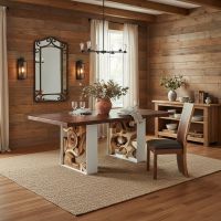 Unique Dining Table: Some lifestyle images are created with AI for visualization purposes. Crafted from natural solid wood, each piece is unique and will vary.