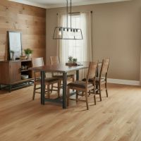 Modern Rustic Dining Table: Some lifestyle images are created with AI for visualization purposes. Crafted from natural solid wood, each piece is unique and will vary.
