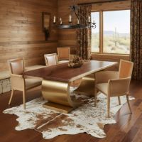 Rustic Dining Table: Some lifestyle images are created with AI for visualization purposes. Crafted from natural solid wood, each piece is unique and will vary.