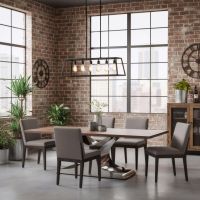 Reclaimed Wood Dining Table: Some lifestyle images are created with AI for visualization purposes. Crafted from natural solid wood, each piece is unique and will vary.