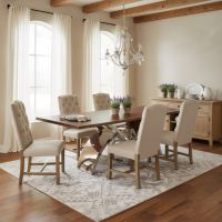 Natural Wood Dining Table: Some lifestyle images are created with AI for visualization purposes. Crafted from natural solid wood, each piece is unique and will vary.