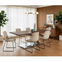 Modern Dining Table: Some lifestyle images are created with AI for visualization purposes. Crafted from natural solid wood, each piece is unique and will vary.
