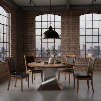 Reclaimed Wood Dining Table: Some lifestyle images are created with AI for visualization purposes. Crafted from natural solid wood, each piece is unique and will vary.