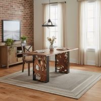Dining Table: Some lifestyle images are created with AI for visualization purposes. Crafted from natural solid wood, each piece is unique and will vary.