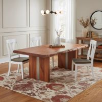 Contemporary Dining Table: Some lifestyle images are created with AI for visualization purposes. Crafted from natural solid wood, each piece is unique and will vary.