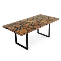 Urban Organic Chic Teak Dining Table - Forged Iron base