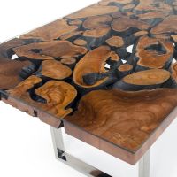 Urban Organic Chic Teak Dining Table - Stainless Steel base