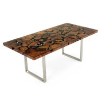 Urban Organic Chic Teak Dining Table - Stainless Steel base
