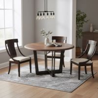 Modern Dining Table: Some lifestyle images are created with AI for visualization purposes. Crafted from natural solid wood, each piece is unique and will vary.