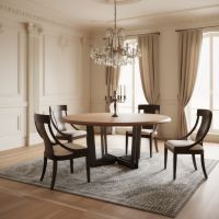 Solid Wood Dining Table: Some lifestyle images are created with AI for visualization purposes. Crafted from natural solid wood, each piece is unique and will vary.