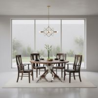 Modern Rustic Dining Table: Some lifestyle images are created with AI for visualization purposes. Crafted from natural solid wood, each piece is unique and will vary.