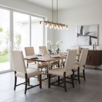 Contemporary Dining Table: Some lifestyle images are created with AI for visualization purposes. Crafted from natural solid wood, each piece is unique and will vary.