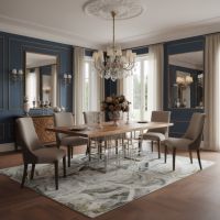 Modern Dining Table: Some lifestyle images are created with AI for visualization purposes. Crafted from natural solid wood, each piece is unique and will vary.