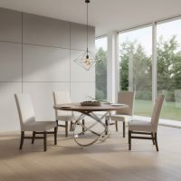 Contemporary Dining Table: Some lifestyle images are created with AI for visualization purposes. Crafted from natural solid wood, each piece is unique and will vary.