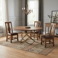 Modern Dining Table: Some lifestyle images are created with AI for visualization purposes. Crafted from natural solid wood, each piece is unique and will vary.