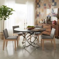Metal Base Dining Table: Some lifestyle images are created with AI for visualization purposes. Crafted from natural solid wood, each piece is unique and will vary.