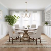 Modern Dining Table: Some lifestyle images are created with AI for visualization purposes. Crafted from natural solid wood, each piece is unique and will vary.